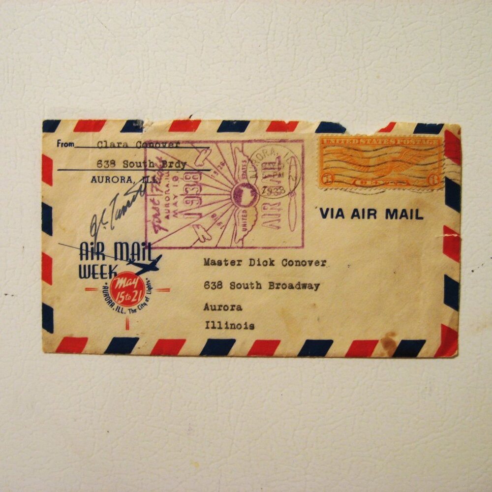 Air mail envelope with a ordinary 6 cent stamp dated 5-10-1938